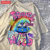Mode Baumwolle Damen T-Shirts Alien UFO Weltreise Drucke Kurzarm Rundhalsausschnitt Weich Atmungsaktiv Street Damen Kleidung