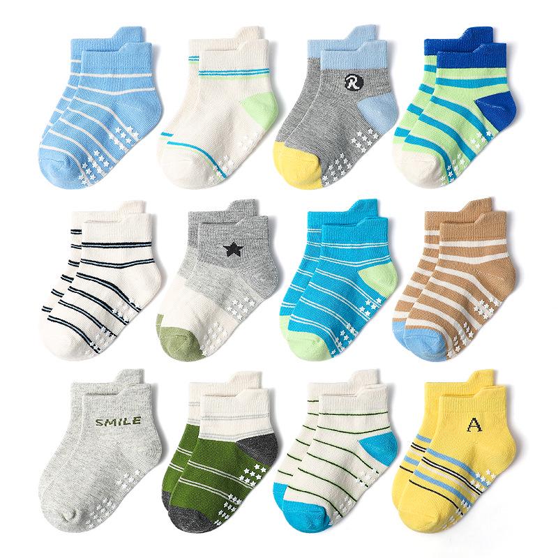 Striped Cartoon Non-slip Baby Boys' Breathable Socks