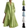 Robe Décontractée à Manches Longues et Col en V pour Femme Couleur pour le Quotidien