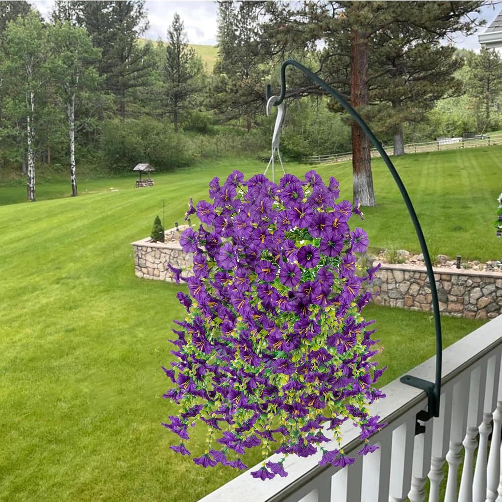 2pcs Artificial Morning Glory & Eucalyptus Hanging Decor Patio Ornaments Home Garden Wedding Party Decorations