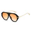 Vintage Patchwork Ins Popular Fashion Oversized Pilot Sunglasses Women Shades UV400 Retro Gradient Men Blue Green Sun Glasses