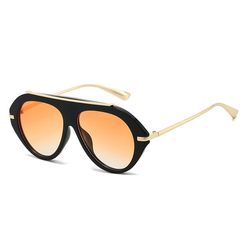 Vintage Patchwork Ins Popular Fashion Oversized Pilot Sunglasses Women Shades UV400 Retro Gradient Men Blue Green Sun Glasses