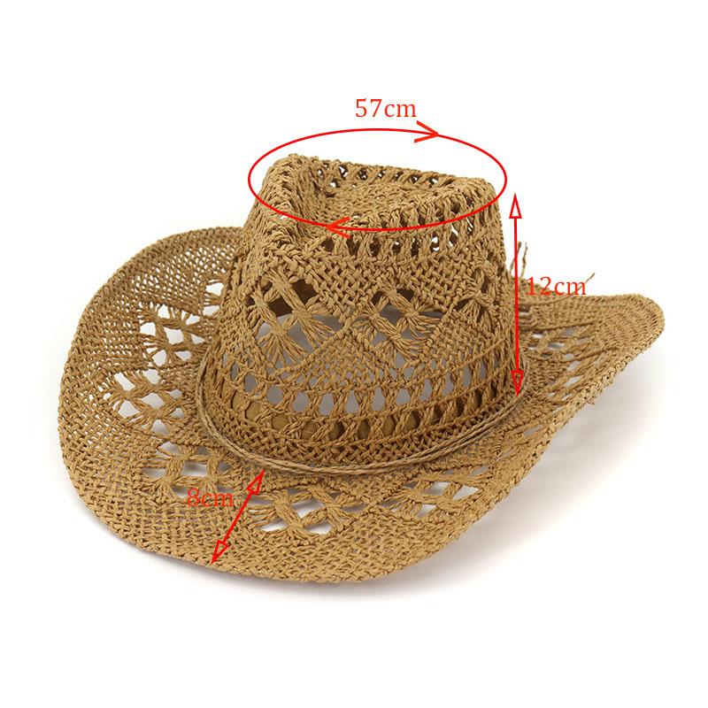 Cappelli da cowboy in paglia da spiaggia, traspiranti, con tesa larga, da uomo e da donna, estivi, intrecciati a mano, con protezione solare