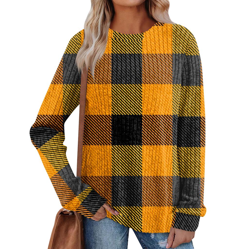 Women's Printed Lightweight Brushed-Cotton Round Neck Top