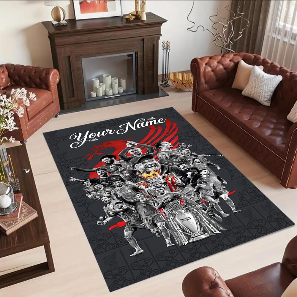 Liverpool Fc Personalized Name Floor Mat Perfect For Dining Room Decorate Room Game Room Playrooms Antislip Carpet Office Home Decor