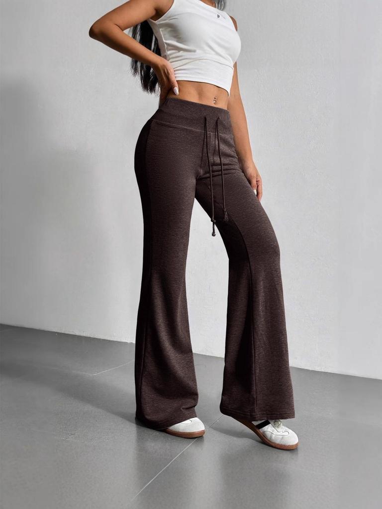 2025 Autumn European & American Women's High Waist Drawstring Flare Pants