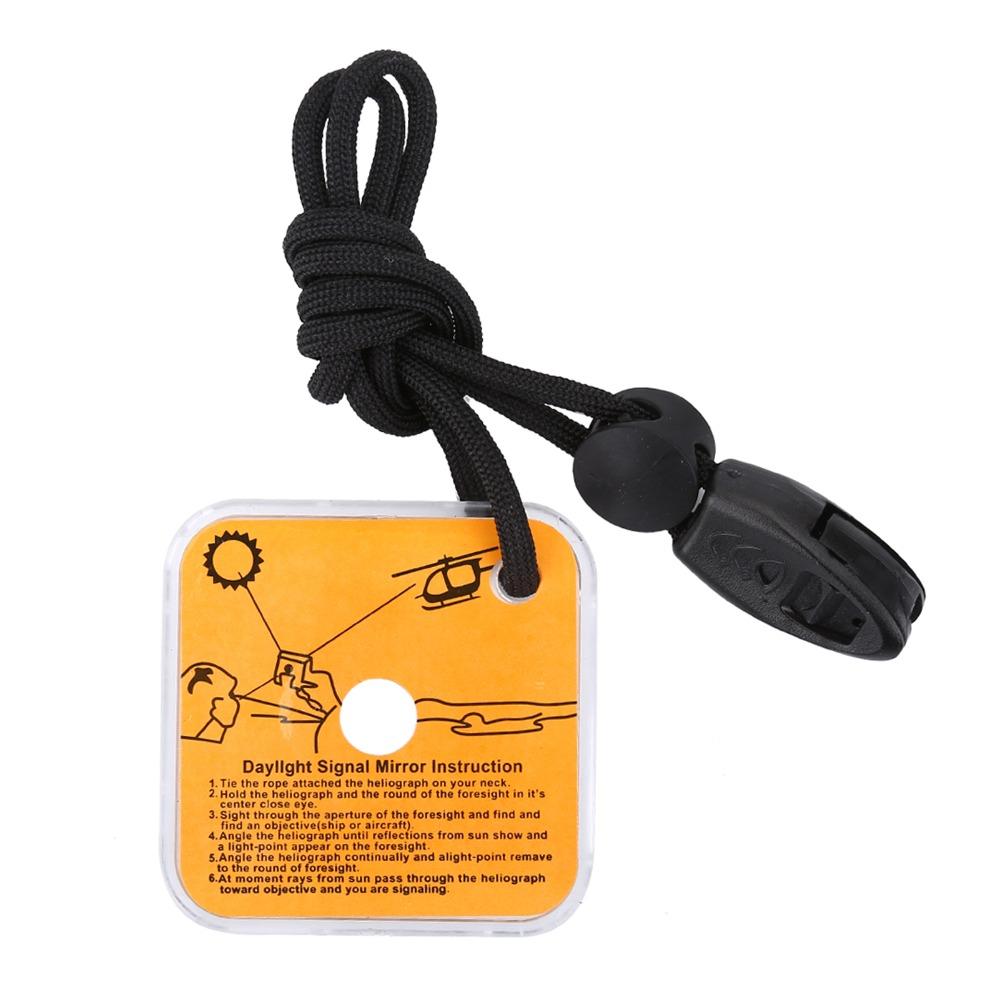 Acrylic Material Signal/Survival Mirror With Whistle Emergency Self-Help Rescue Emergency Rescue