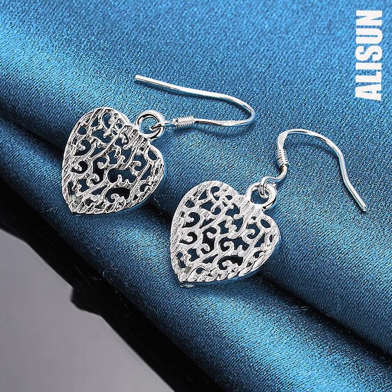 Cercei cu pandantiv în formă de inimă, argint 925, bijuterii la modă pentru nuntă