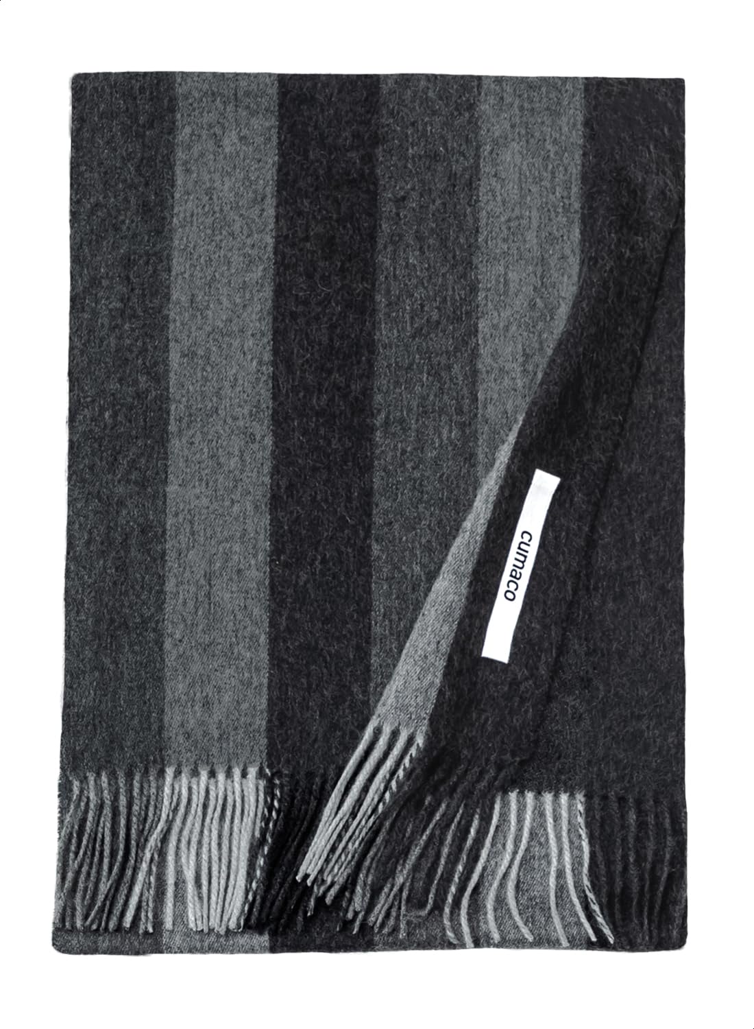 

Черный кашемировый бренд [cumaco] 11. 100% Шарф, Двусторонний, В полоску, Унисекс, Большой, Толстый, Имя, Подарок, Черный, C-C0011B-7091