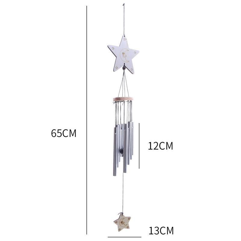 1pc Bamboo Wind Chime Light Color Five Tube Natural Coconut Shell Wood Garden & Home Hanging Door Decoration Handmade Craft Gift