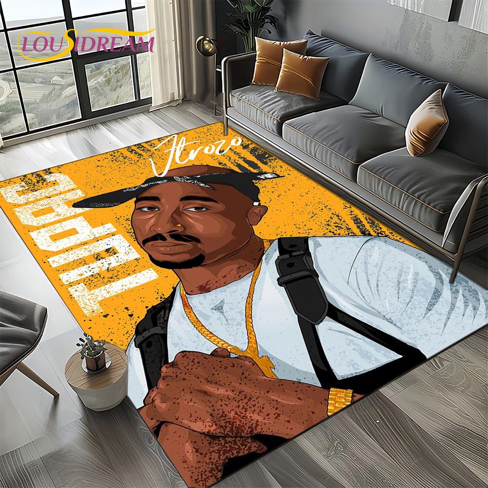 Rapper Eminem Tupac 2pac Hip-Hop Rap God Carpet Rug for Living Room Bedroom Home Sofa Decoration,Area Rug Non-slip Floor Mat