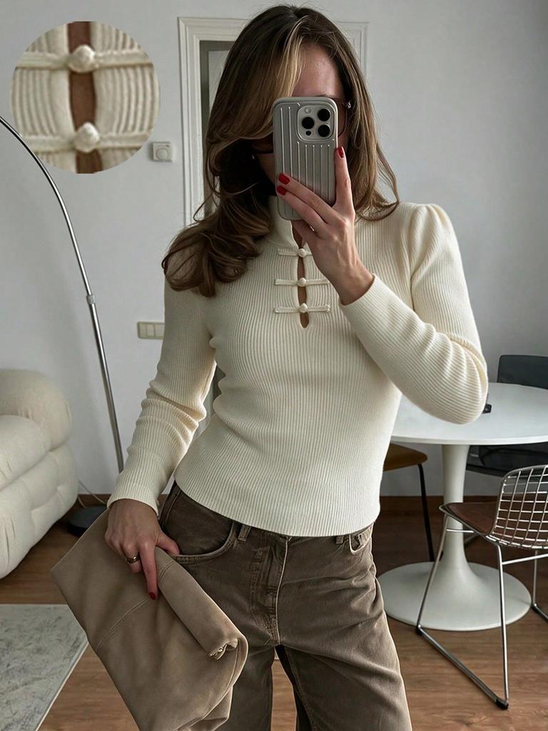 2026 Autumn/Winter Women's Slimming Retro Knit Sweater Top