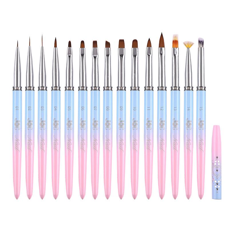 Nail Art Pen Set: 15-Piece Liner Gel Polish & Carving Blooming Brushes