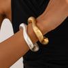 Wind Exaggerated Bracelet Metal Spring Buckle Bracelet Female, Irregular Personality Water Droplet Glossy Wide Bracelet