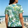 Women's Basic Short Sleeve Top Cotton Breathable Casual Tee with Tropical Plant Print, Ideal for Daily Outfits & Coffee Shop Visits.