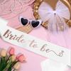 3Pcs Bachelorette Party Decoration Bachelorette Party Bride Sunglasses Bridal Veil Bride To Be Sash Heart Pearl Bride Glasses