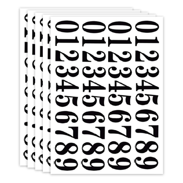 

5 Sheets Black Adhesive Stickers Number Stickers for Mobile Phone Luggage for Ca 1