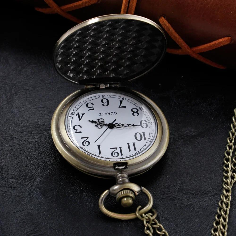 10pcs/lot Engraved Geometric Tools Quartz Pocket Watch Unisex Vintage Necklace Pendant Clock Men Women Student Gifts