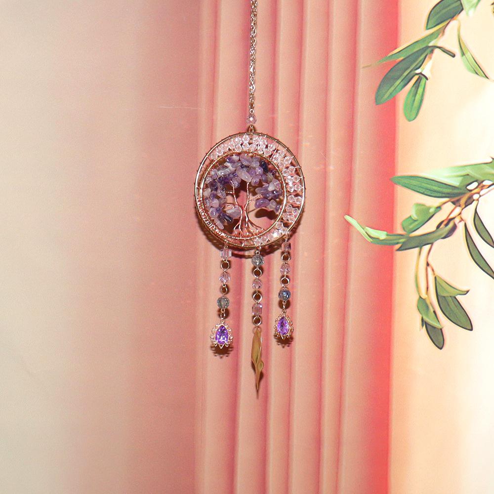 Handmade Sunlight Crystal Dream Catcher: Rainbow Wind Chime Pendant for Girl's Room Gift