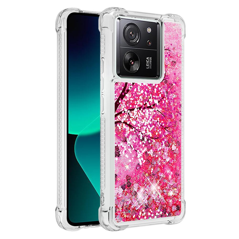 

For Xiaomi 13T/13T Pro/Redmi K60 Ultra TPU Case with Quicksand and Pattern Printed Cherry Blossom