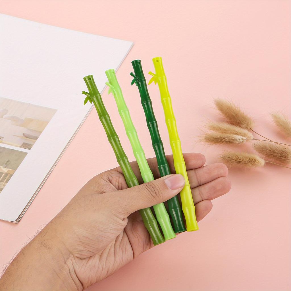 Back to school season 1pc 0.5mm cartoon creative emerald green bamboo neutral pen cute student fresh water pen office supplies syringe black signatu