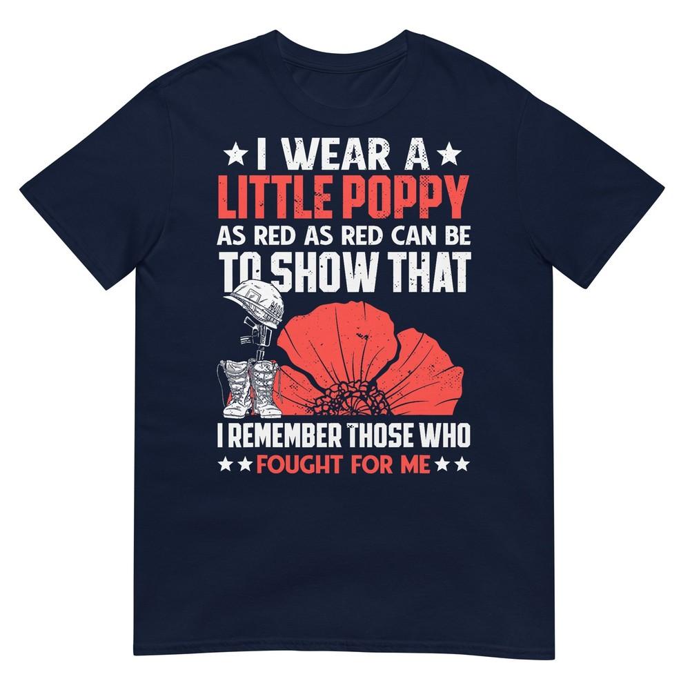 Veterans Day Usa Memorial Lest We Forget Red Poppy Flower Tshirt S