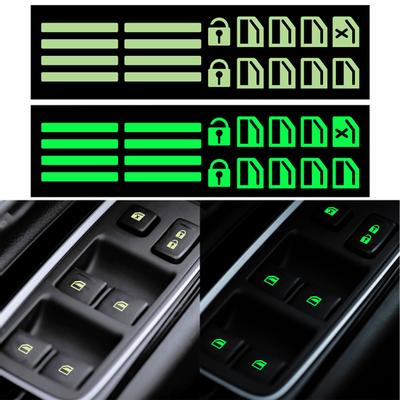 Car Decal Styling Self-adhesive PET Auto Door Window Luminous Button Sticker