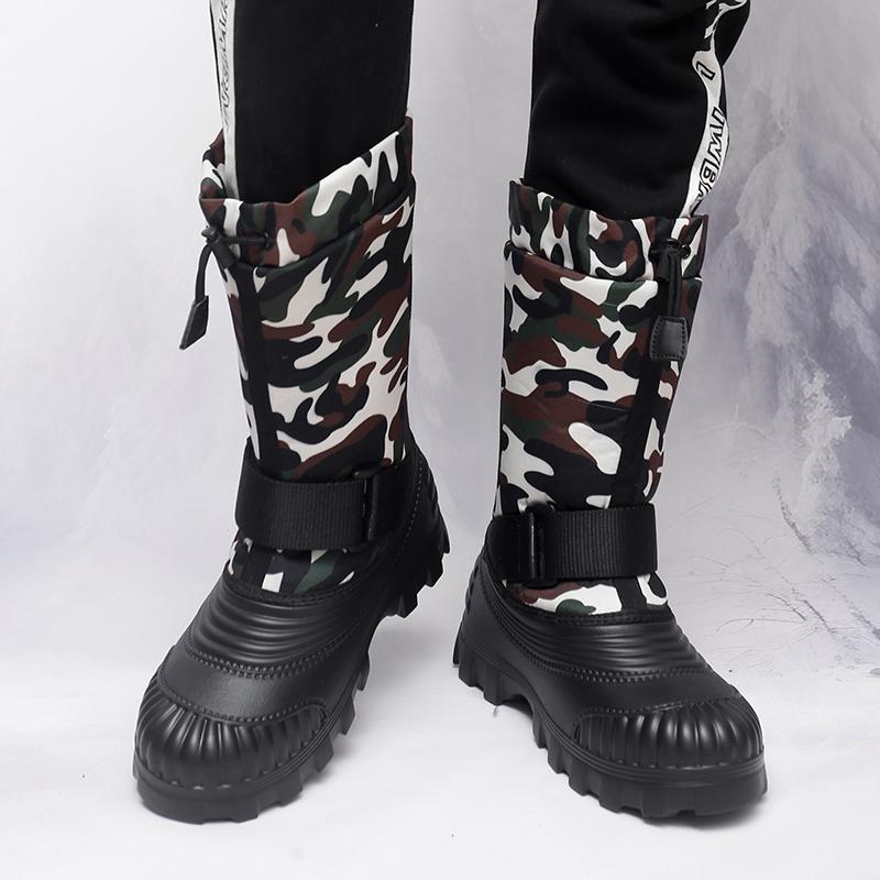 Men's Winter Warm Snow Boots Rubber Hiking Boots Outdoor Knee High Camouflage Duck Boots Waterproof  Plus Size