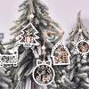 12pcs 1 Set Rural Style Wooden Christmas Tree Decoration Set Carved Christmas Decoration, Suitable for Farmhouse Holidays