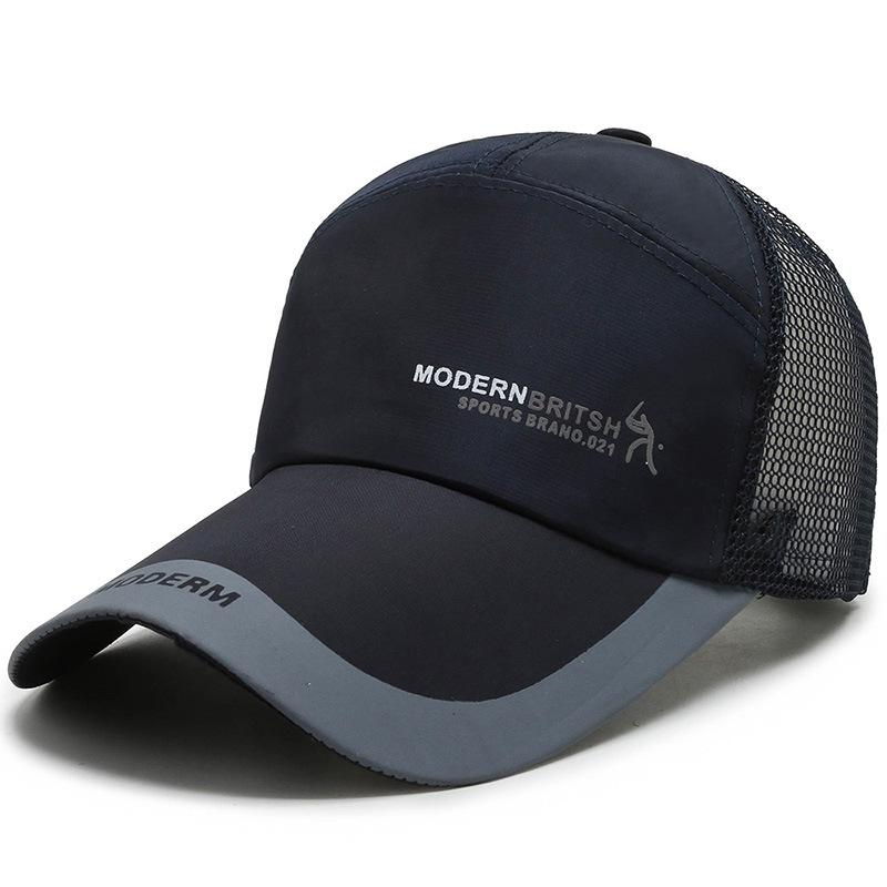 

Мужская бейсбольная кепка для занятий спортом на открытом воздухе, солнцезащитный козырек, дышащая сетчатая кепка темно-синий