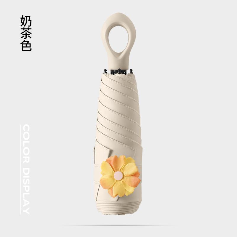 New 50% Off Six Bones Hand Open Vinyl Fabric Sunscreen Umbrella Love Handle Fashion Umbrella Climbing Flower Umbrella
