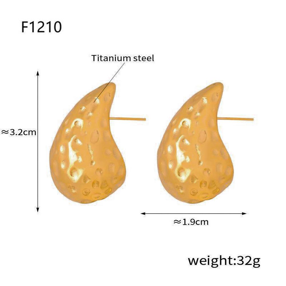 Qiong Yao Water Drop Zirconia Stud Earrings for Women, 18K Gold PVD Stainless Steel