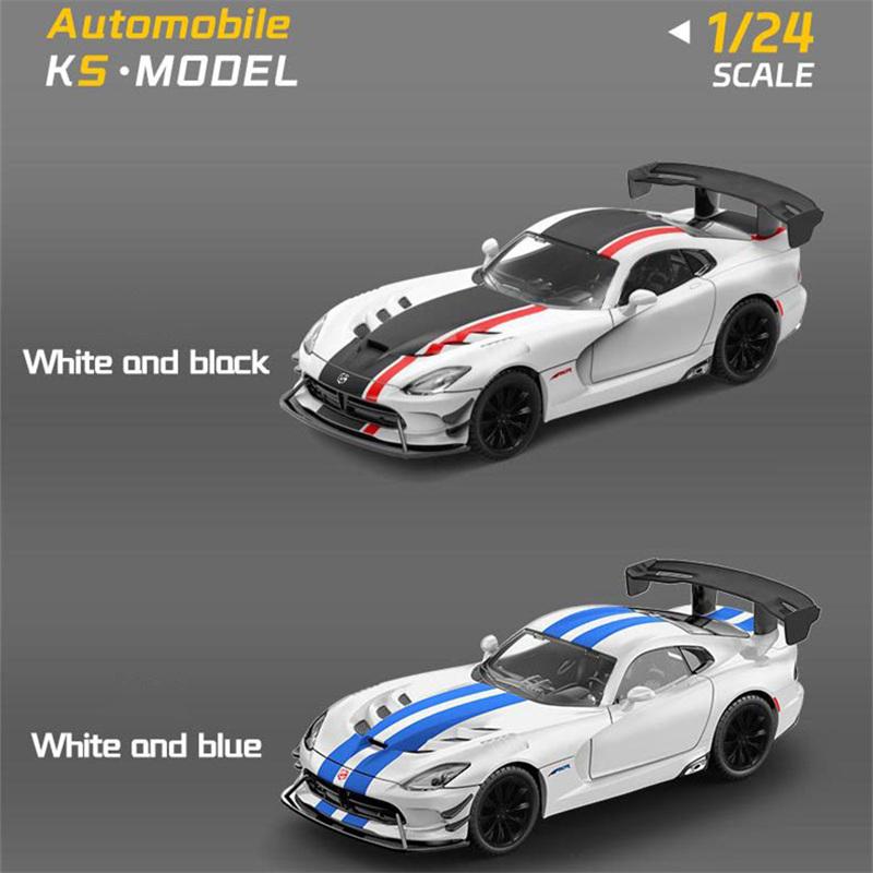 1/24 Dodge Viper ACR SRT Alloy Sports Car Model Diecast Metal Track Racing Vehicles Car Model Sound and Light Childrens Toy Gift
