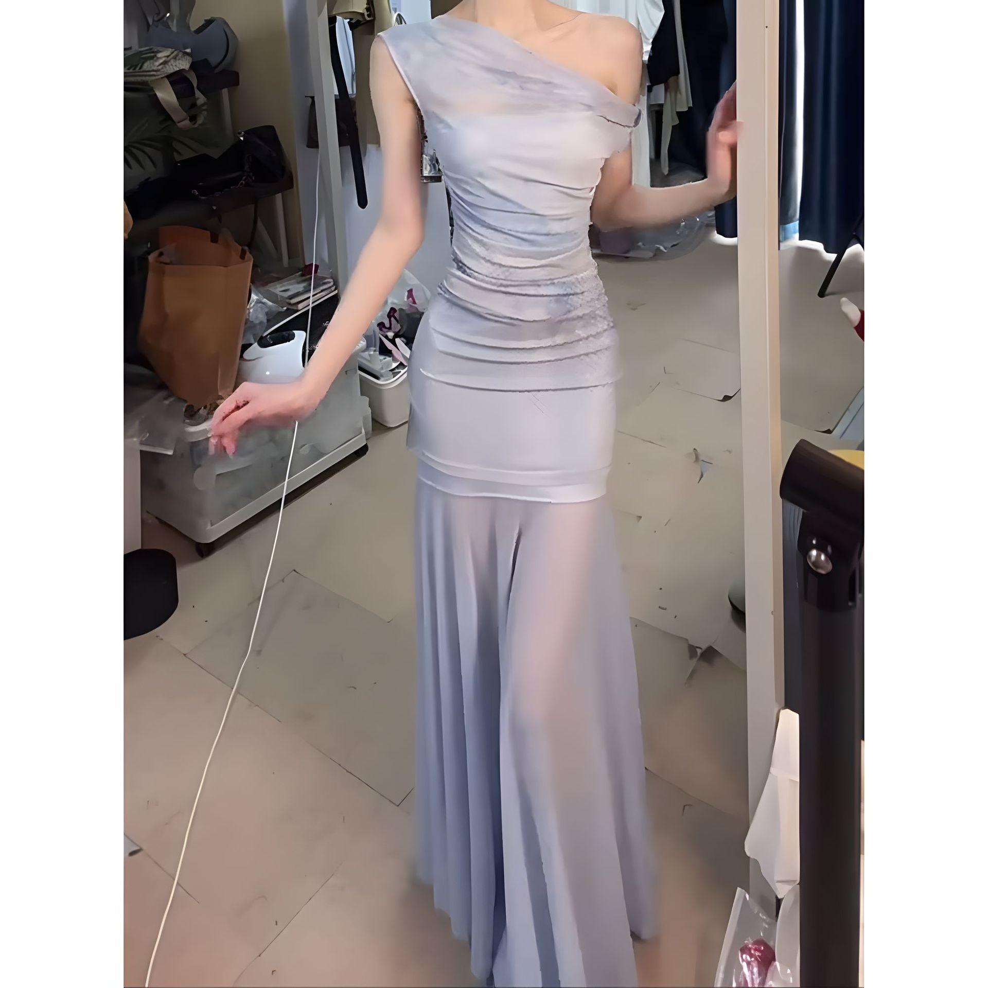 

Атмосферное фиолетовое цветочное платье-сарафан с высокой талией, изысканное и красивое, женское летнее новое XL- (recommended 110-60kg)