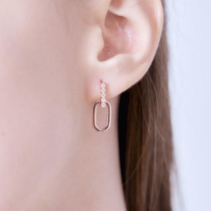 ELLE Jewelry 14K Casper Cubic One-Touch Earrings (Gold Pin) ELGPEE444