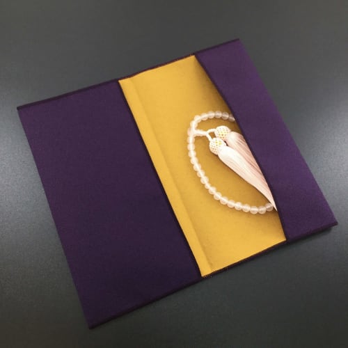 Daiko Sangyo Purple Fukusa (Clothes Wrap for Celebrations and Condolences), 12 x 20cm, Gold Envelope Bag/Prayer Bead Bag, Heart Sutra, Made in Japan,