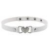Rhinestone Heart Leather Choker, Minimal Elegant Sparkly Heart Clavicle Necklace