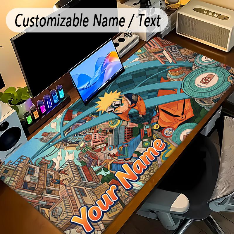 Large Mouse PadNaruto Custom Name Text Personalized Desk Mat Non Slip Gaming Pad