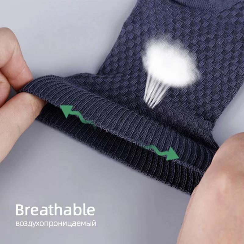 5 Pairs Bamboo Fiber Men's Socks Classic Business Crew Socks Spring Autumn Casual Comfortable Breathable Compression Bamboo Sox