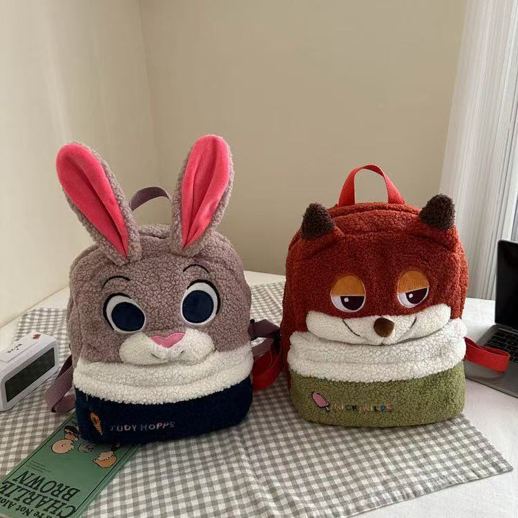 New Nick & Judy Backpack Cute Cartoon Plush Backpack Ultra Lightweight Large Capacity Doll Bag For Students Kids Gift