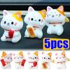 5/7pcs Car Lucky Cat Ornaments Car Dashboard Center Console Cute Resin Maneki-Neko Auto Interior DIY Decoration Accessories
