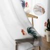 Tende Trasparenti con Simpatico Motivo di Galli per Finestra Soggiorno Tenda in Voile Tulle Trasparente Drappeggi Camera da Letto Decorazione Casa