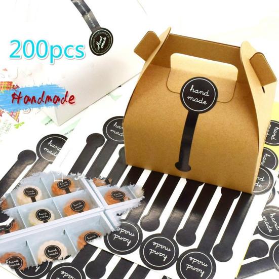 200Pcs Hand Made Long Sealing Pastes Stickers Gift Packaging Adhesive Label