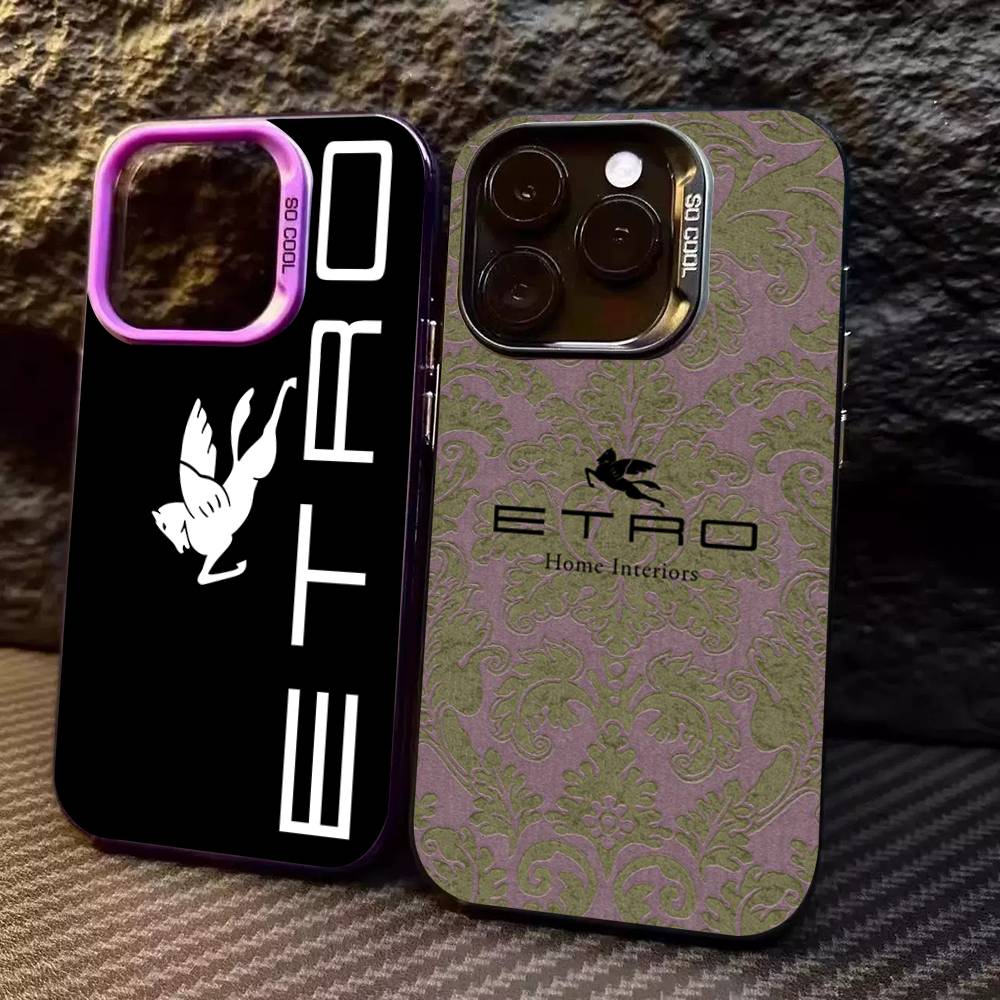 Luxuxy E-ETRO Logo Colorful Phone Case For IPhone 17 16 15 14 13 12 11 Pro Max Plus Matte Cover