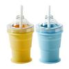 Ice Ball Maker Cup 2-in-1 Collapsible Silicone Ice Hockey Cup with Straw And Lid Foldable Easy Demolding Sphere Ice Cubes for Whiskey Cocktails
