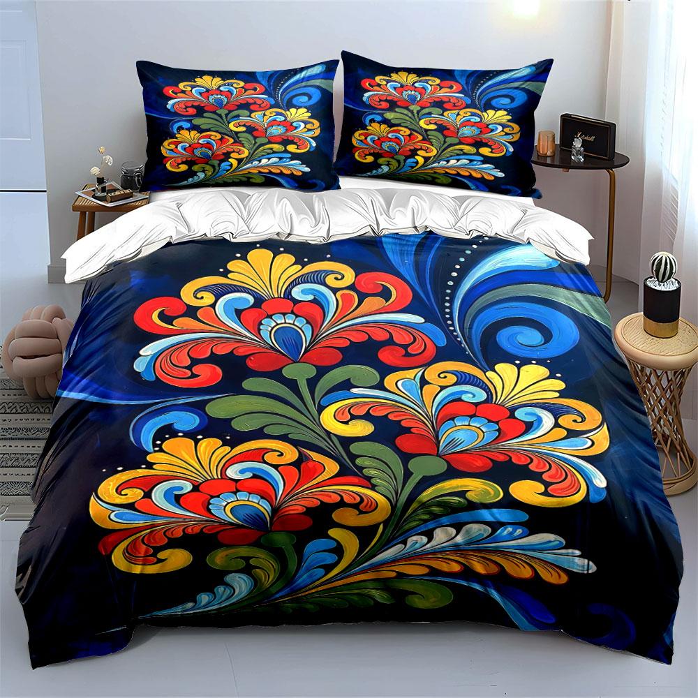 Floral pattern with swirls. Bedding sets Duvet cover sets Duvet covers Pillowcases(1 * Duvet Cover 2 * Pillowcases without duvet insert)