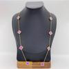 15mm Titanium Steel Four-leaf Flower 10-piece Sweater Chain 60cm Double-sided Lucky Four-leaf Clover Long Necklace