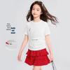 Girls' 100% Cotton Little Swan Cartoon Short Sleeve T-Shirt