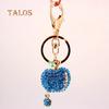 Fashion Cute Crystal Stone Apple Keyring Metal Car Key Chain Purse Bag Decor Gift Suspension Trinket