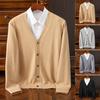 Fall Winter Men Cardigan Sweater V Neck Single-breasted Solid Color Long Sleeve Loose Knitted Buttons Soft Warm Casual Sweater Coat